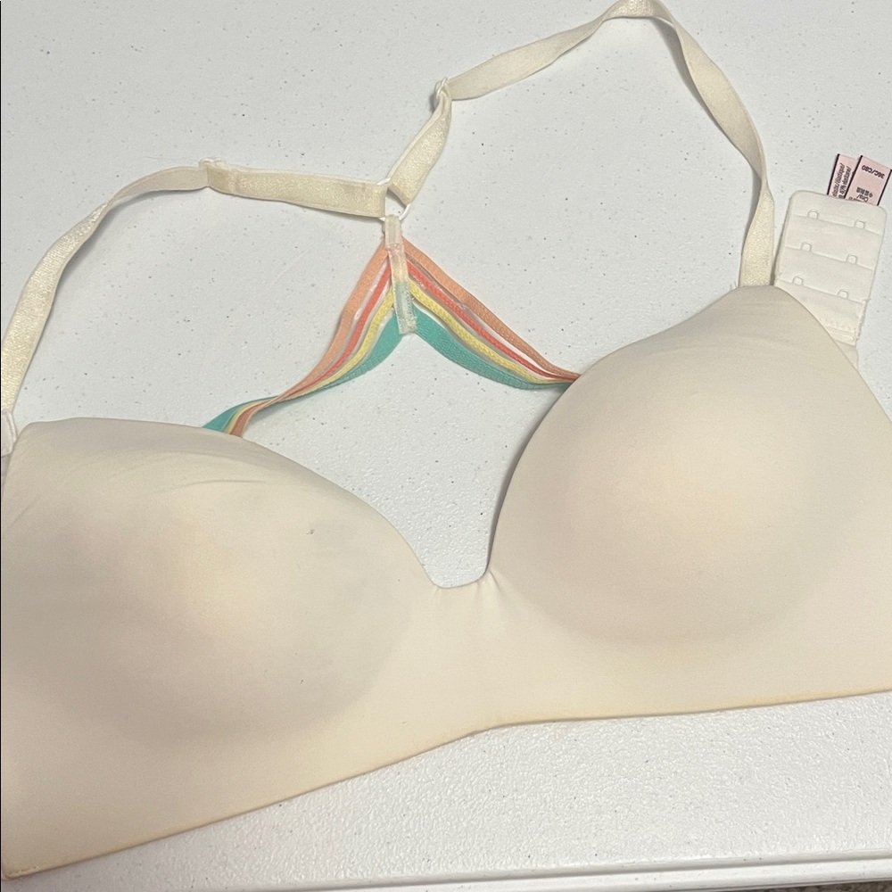 Victoria's Secret Cream Bra with Colorful Straps